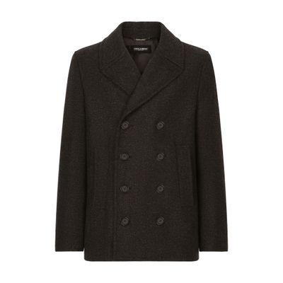 Dolce & Gabbana Double-breasted wool pea coat with branded tag