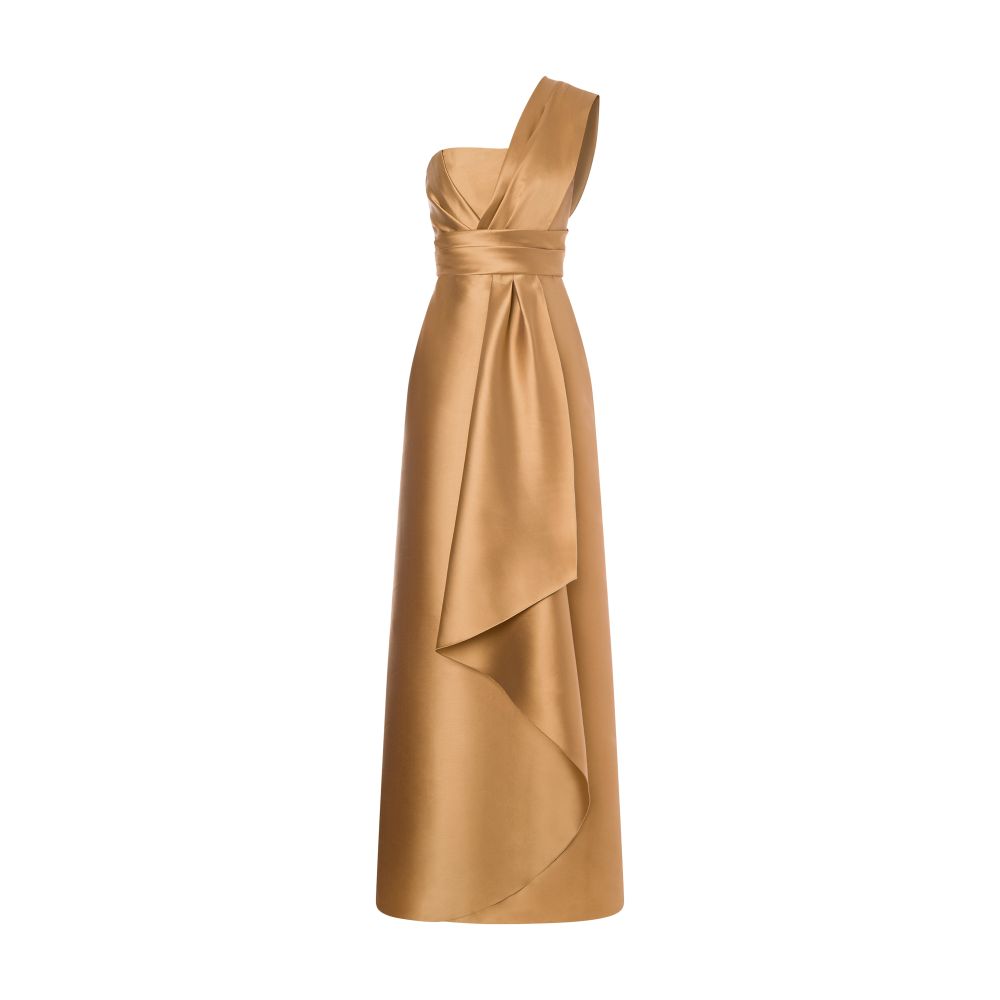 Alberta Ferretti Long one-shoulder dress in mikado