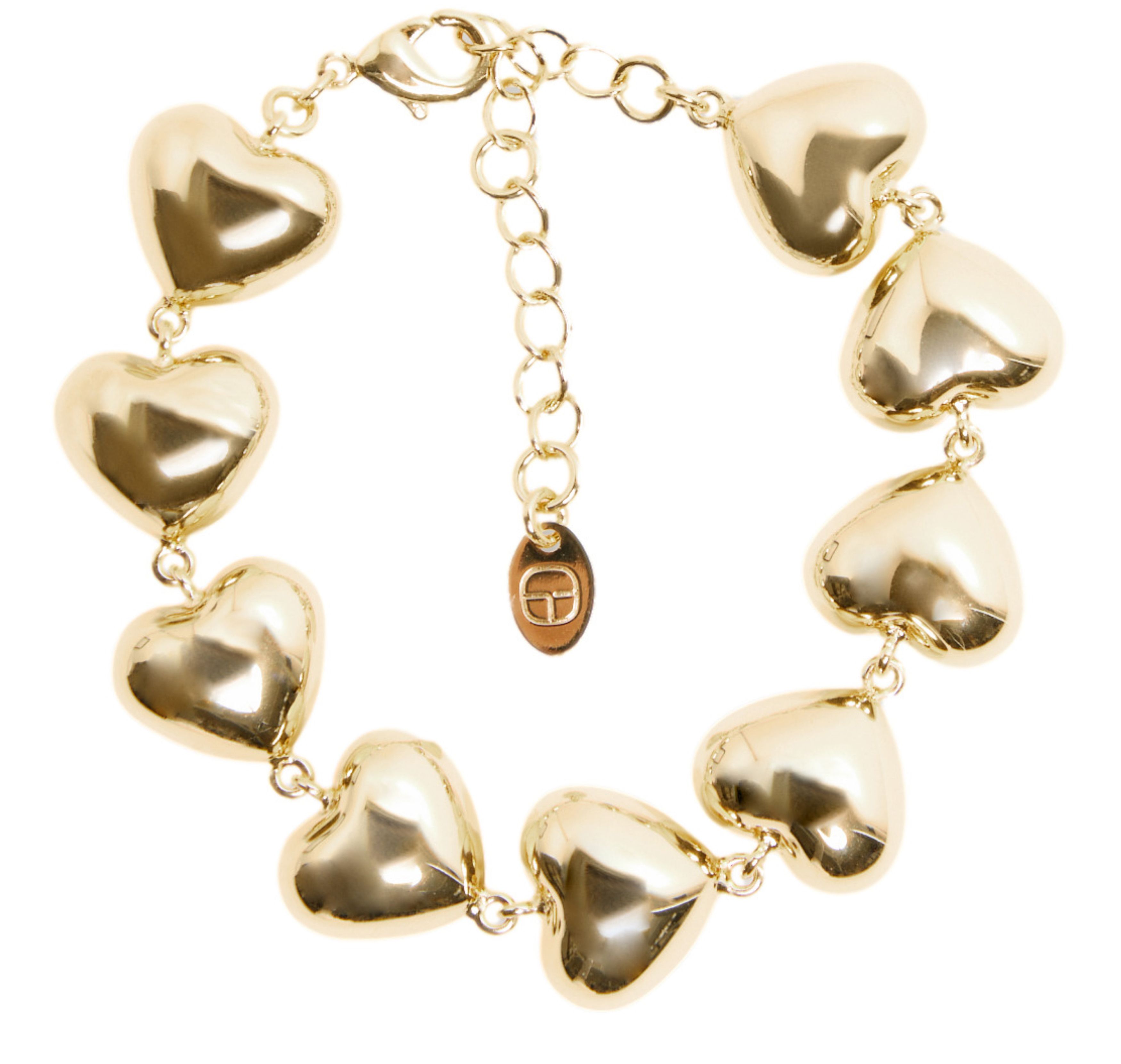  Golden brass heart bracelet