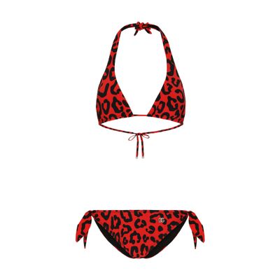 Dolce & Gabbana Leopard-print padded triangle bikini