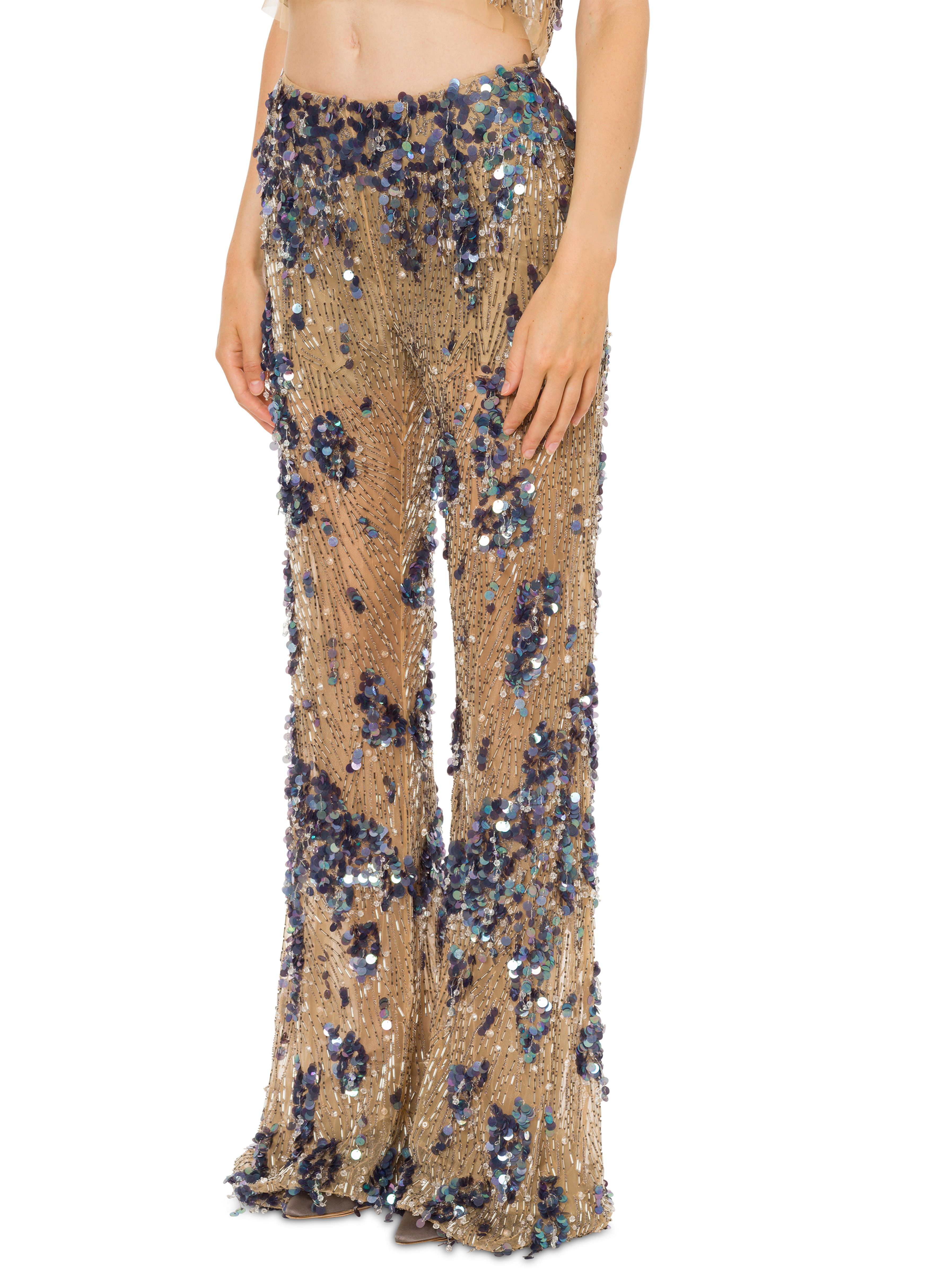 Alberta Ferretti Tulle trousers with sequins and beads