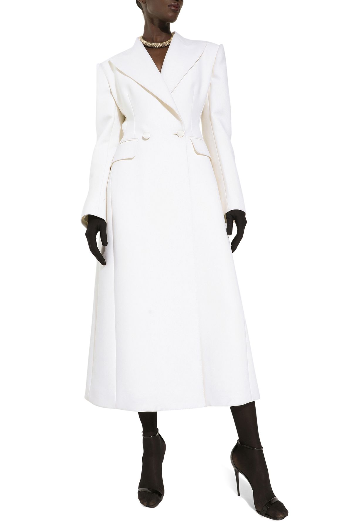 Dolce & Gabbana Long double-breasted coat in wool Cady