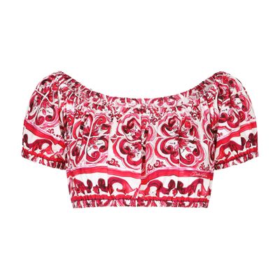 Dolce & Gabbana Majolica cotton poplin crop top