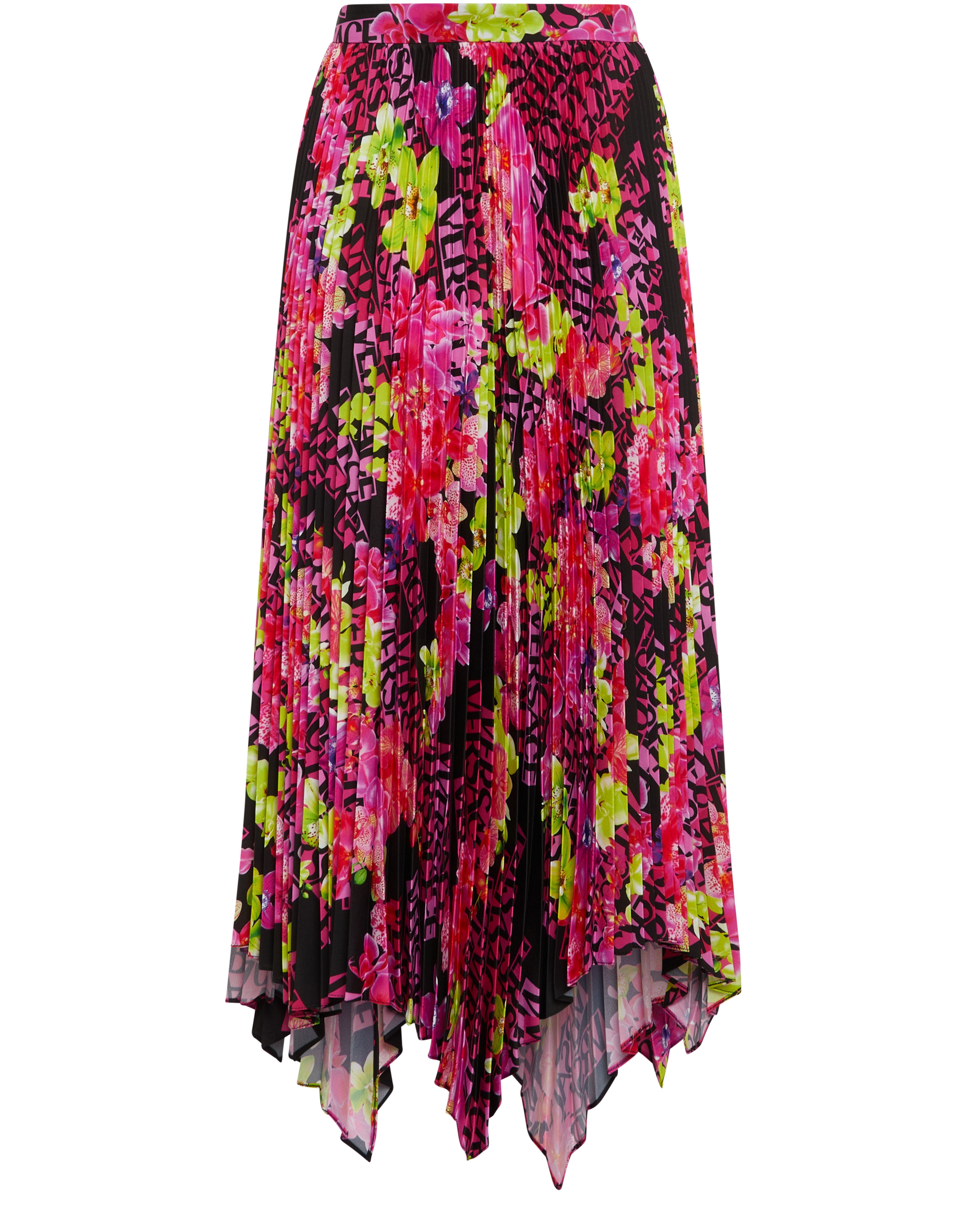 Versace Printed asymmetric pleated skirt