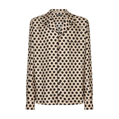 Dolce & Gabbana Polka-dot DG logo silk shirt