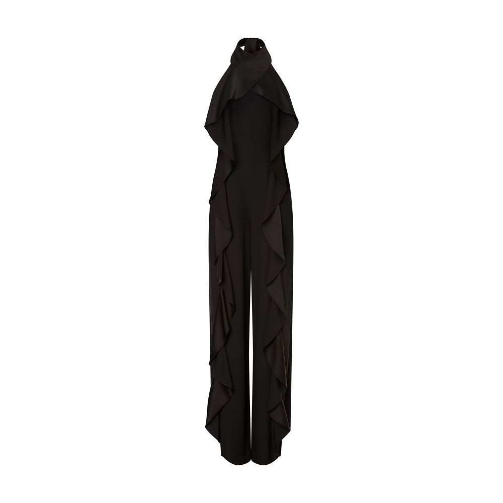 Alberta Ferretti Enver satin jumpsuit with ruffles