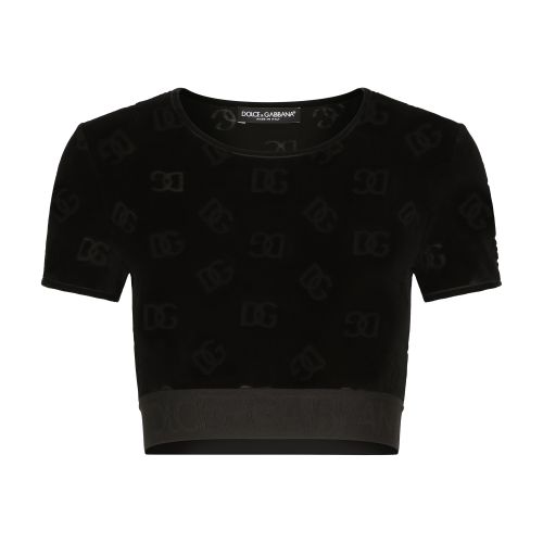 Dolce & Gabbana Flocked jersey T-shirt with all-over DG logo