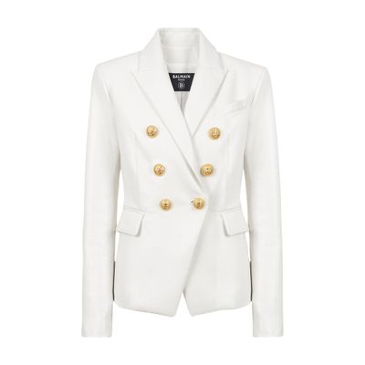 Balmain Double-breasted leather blazer