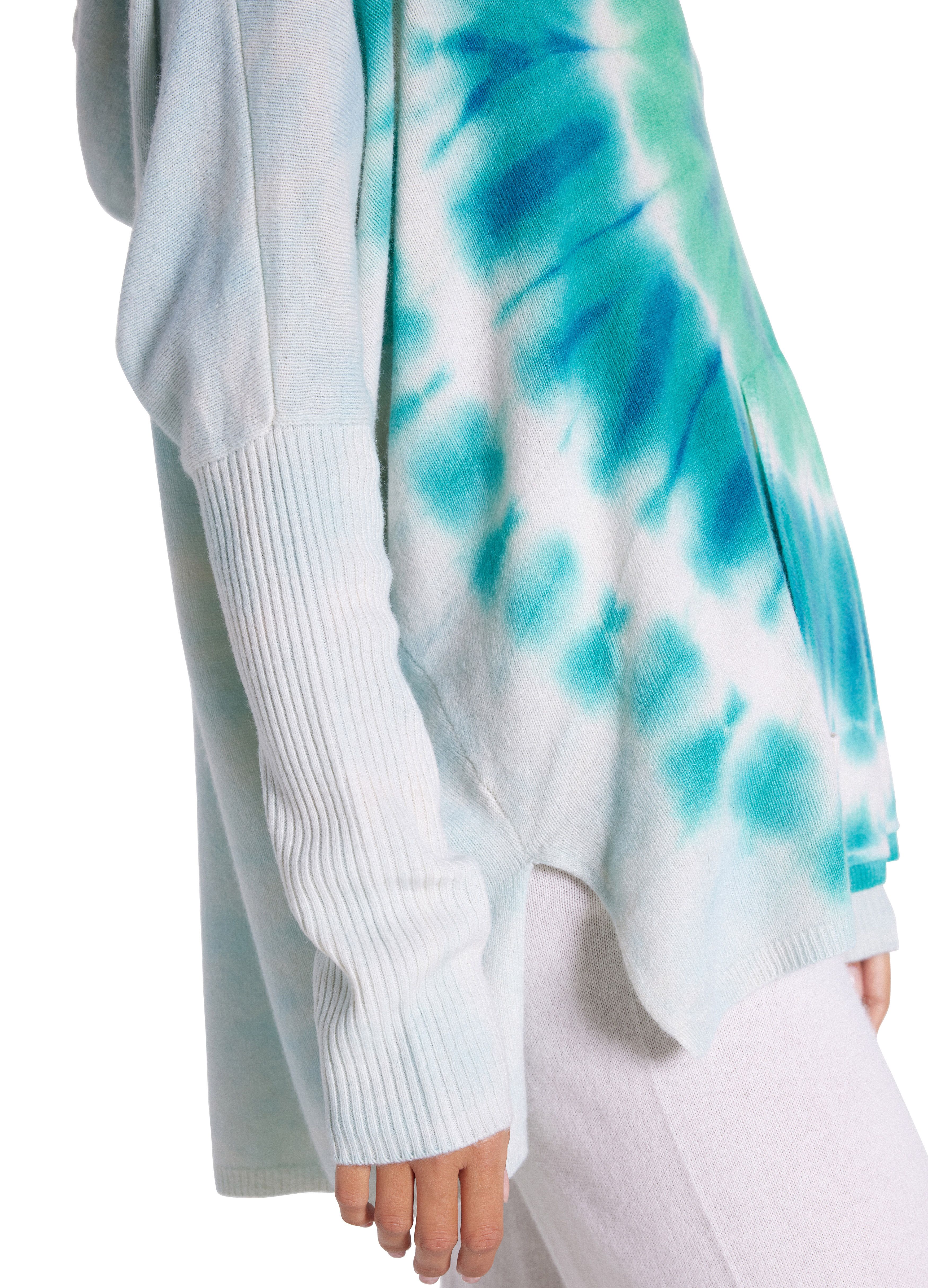  Canyon tie-dye hooded cashmere poncho