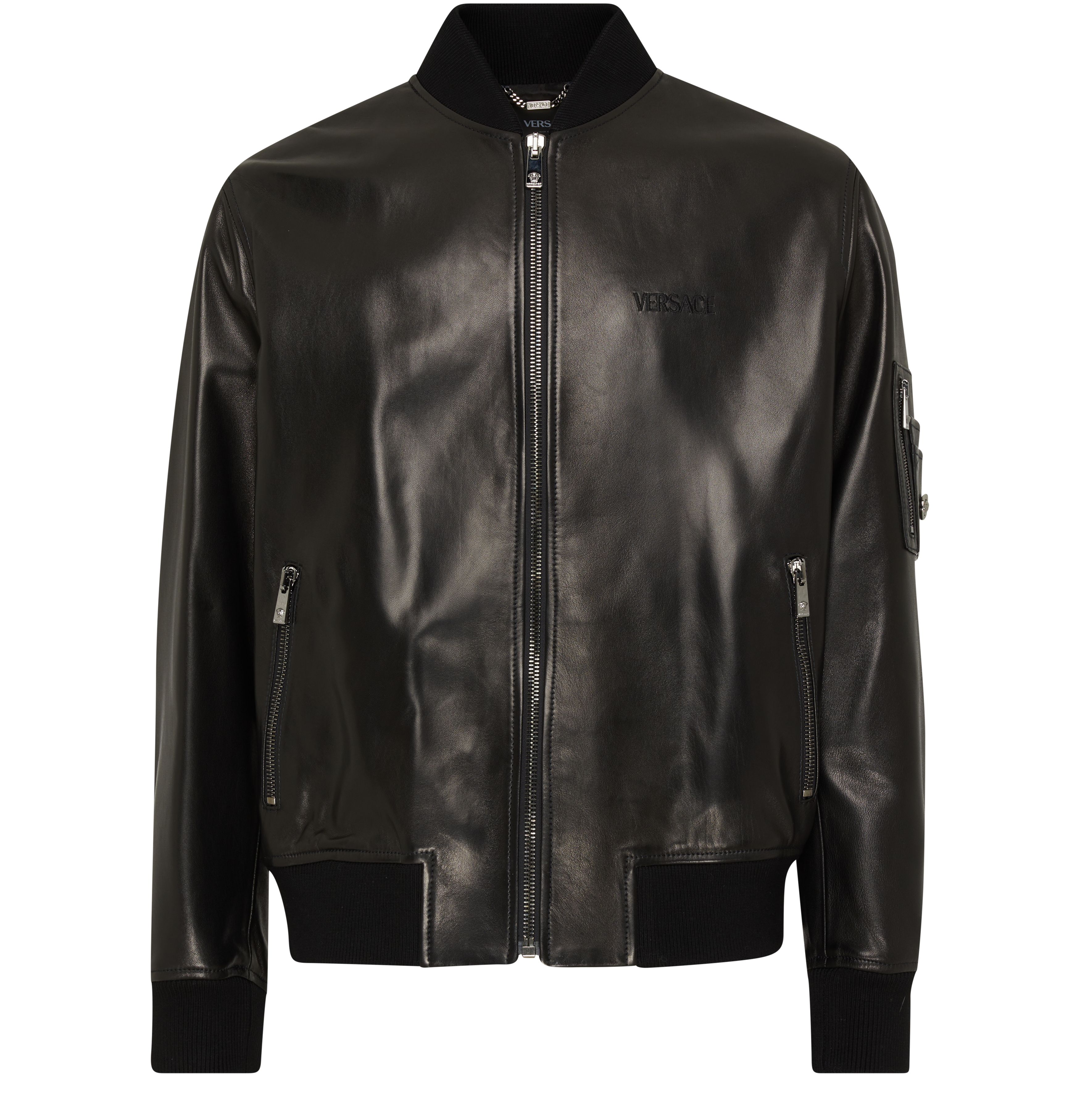 Versace Versace embroidery leather blouson