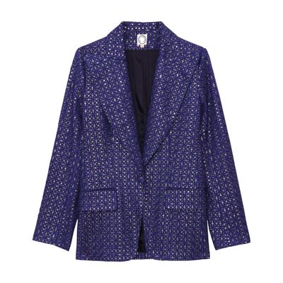  Colombe embroidered cotton fitted suit jacket