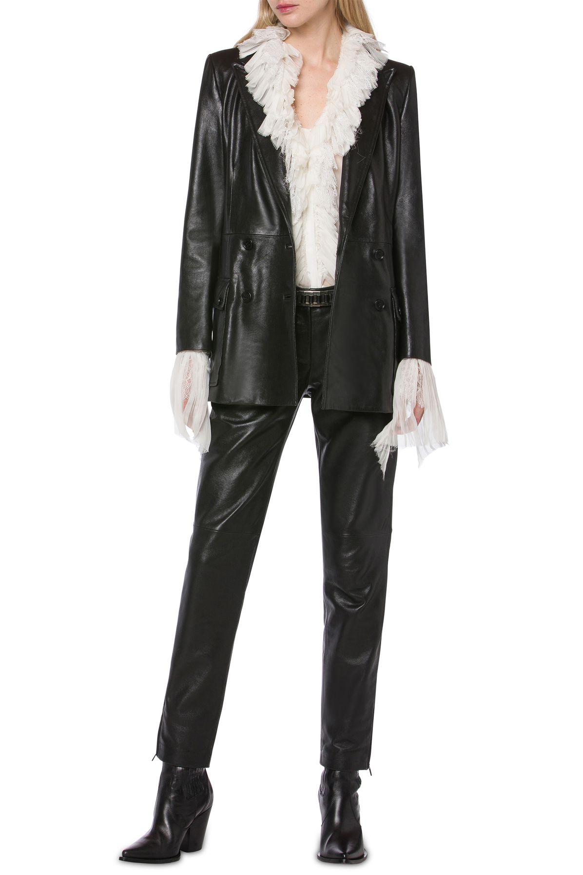 Alberta Ferretti Double-breasted jacket in nappa leather