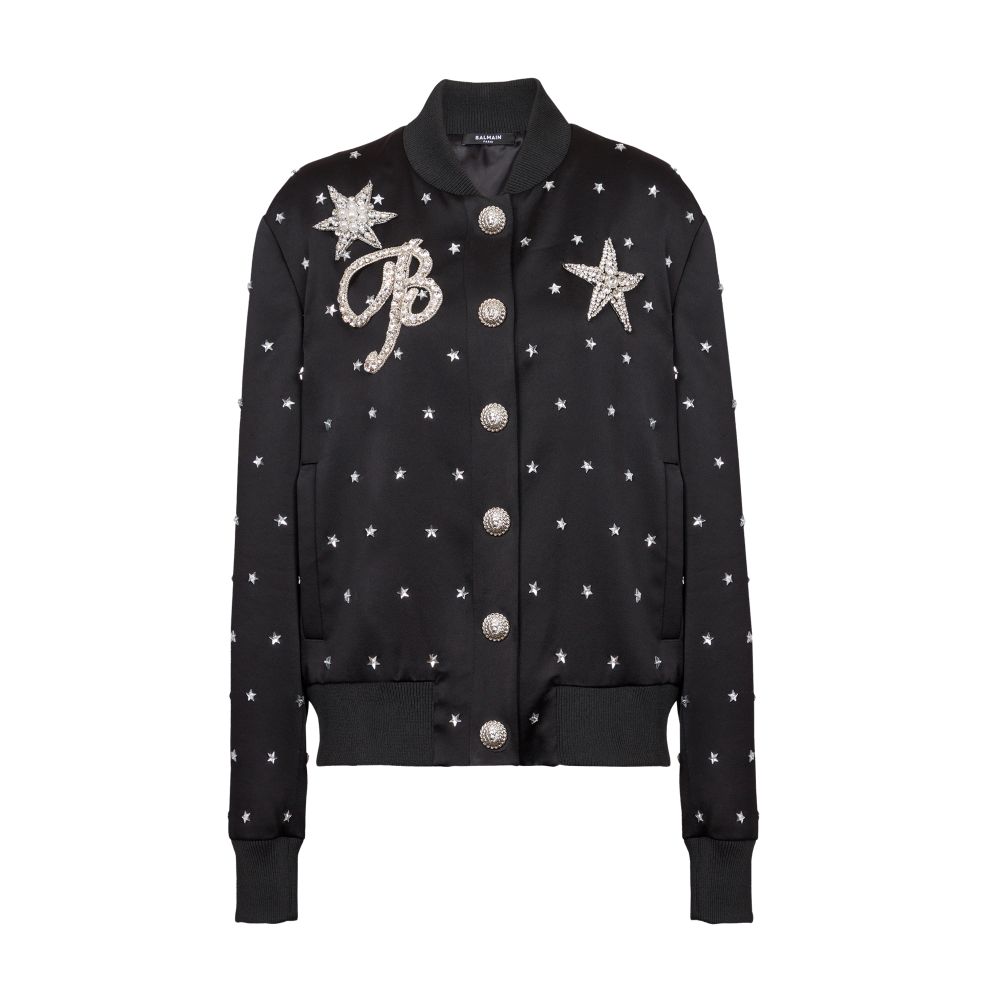 Balmain Embroidered Stars Bomber Jacket