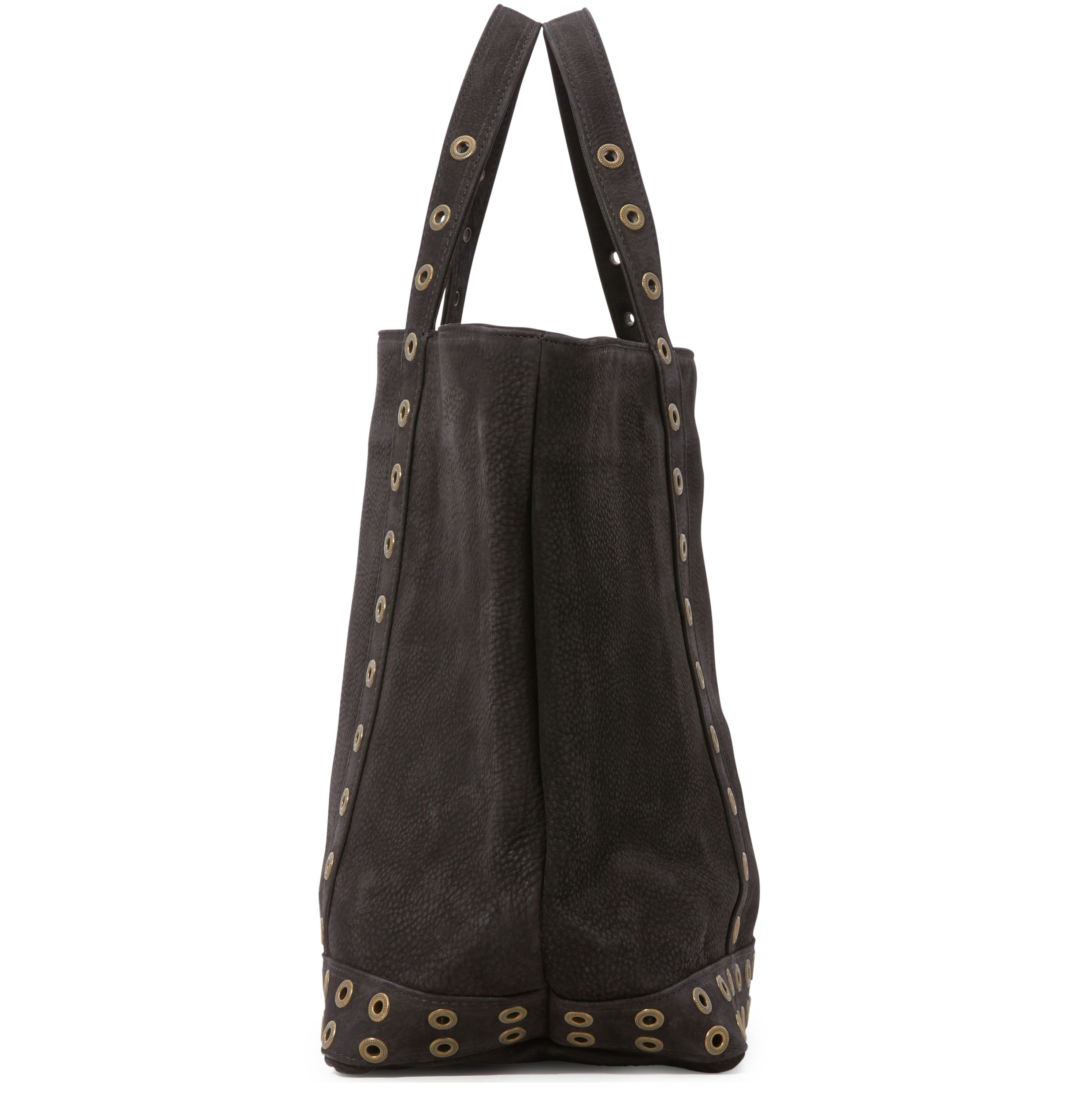  Medium nubuck leather cabas tote bag with eyelets