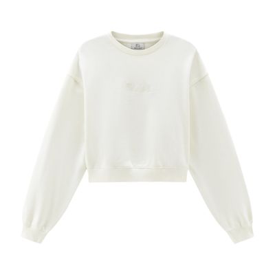 Woolrich Crewneck pure cotton sweatshirt with embroidered logo