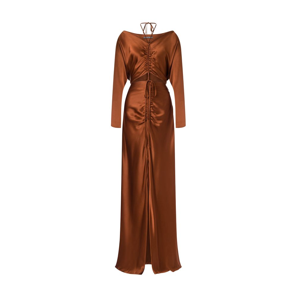 Alberta Ferretti Dress in satin with train and drawstring