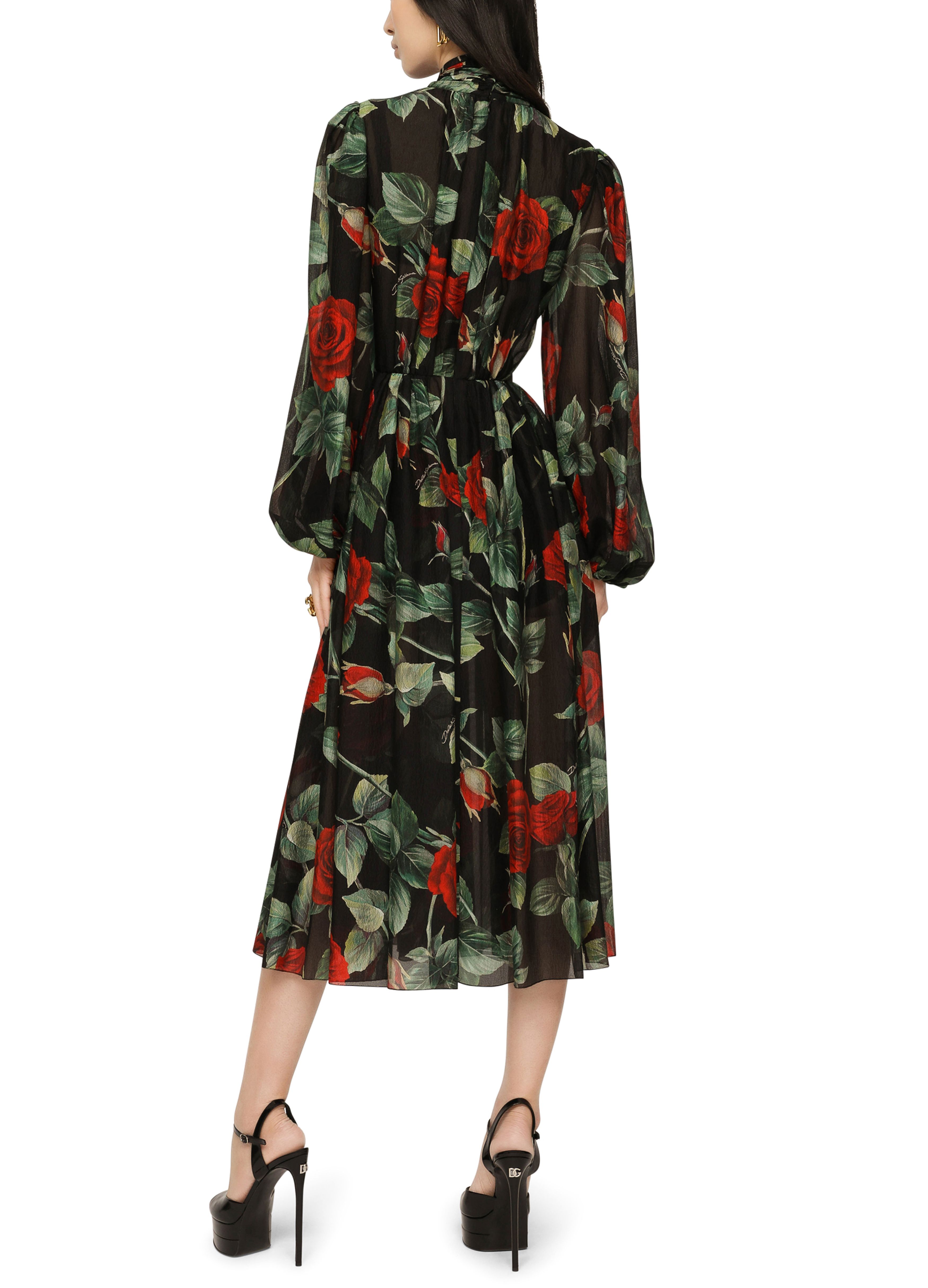 Dolce & Gabbana Textured chiffon calf-length dress