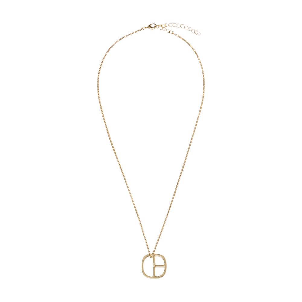  Gold monogram pendant necklace