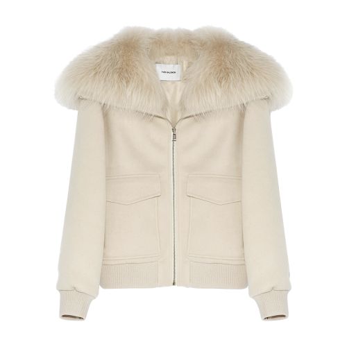 Yves Salomon Cropped cashmere jacket with fox fur collar