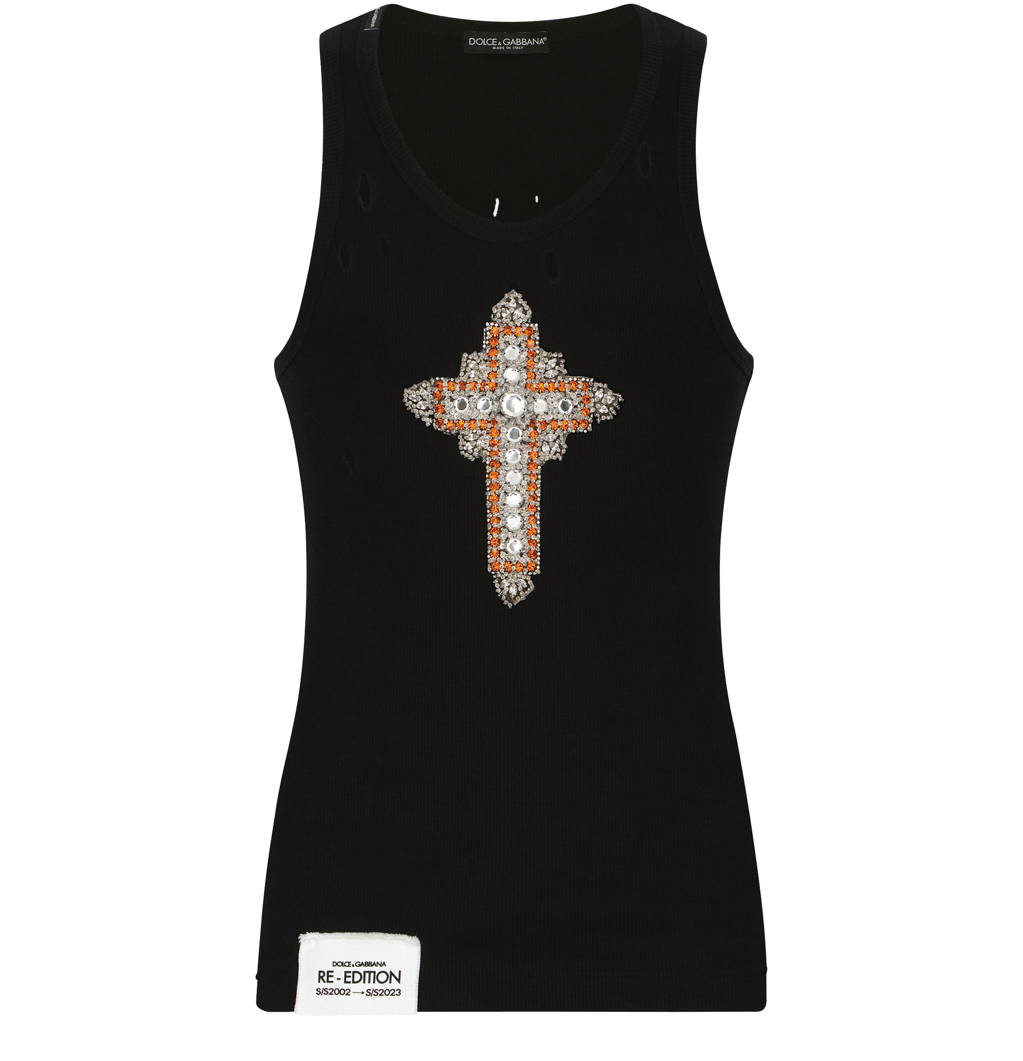 Dolce & Gabbana Fine-rib cotton singlet with patch