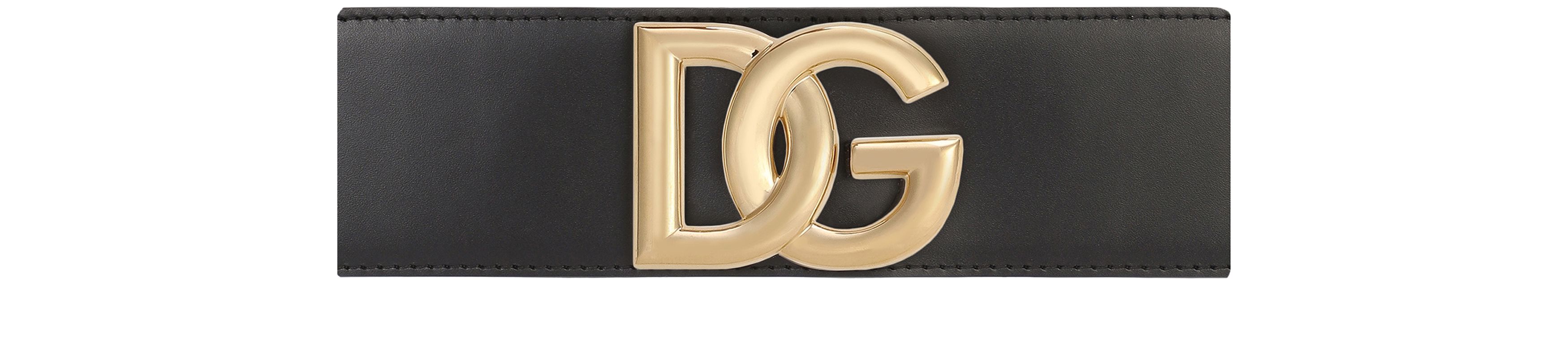 Dolce & Gabbana Stretch band and lux leather belt with DG logo