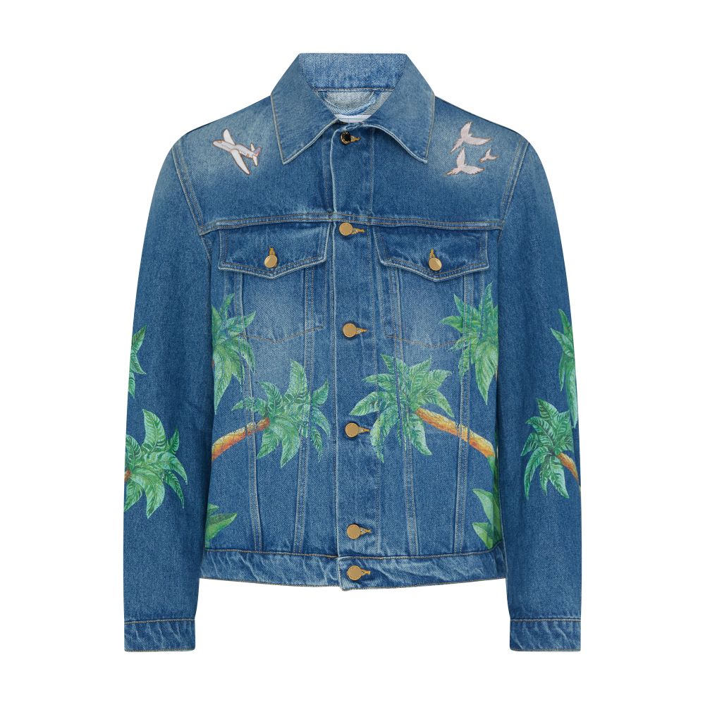 Casablanca Printed and embroidered denim jacket