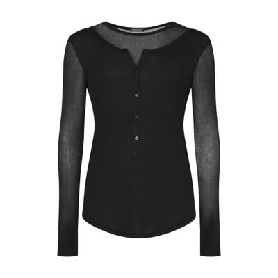 Ann Demeulemeester Leo double layer serafino top light cotton rib