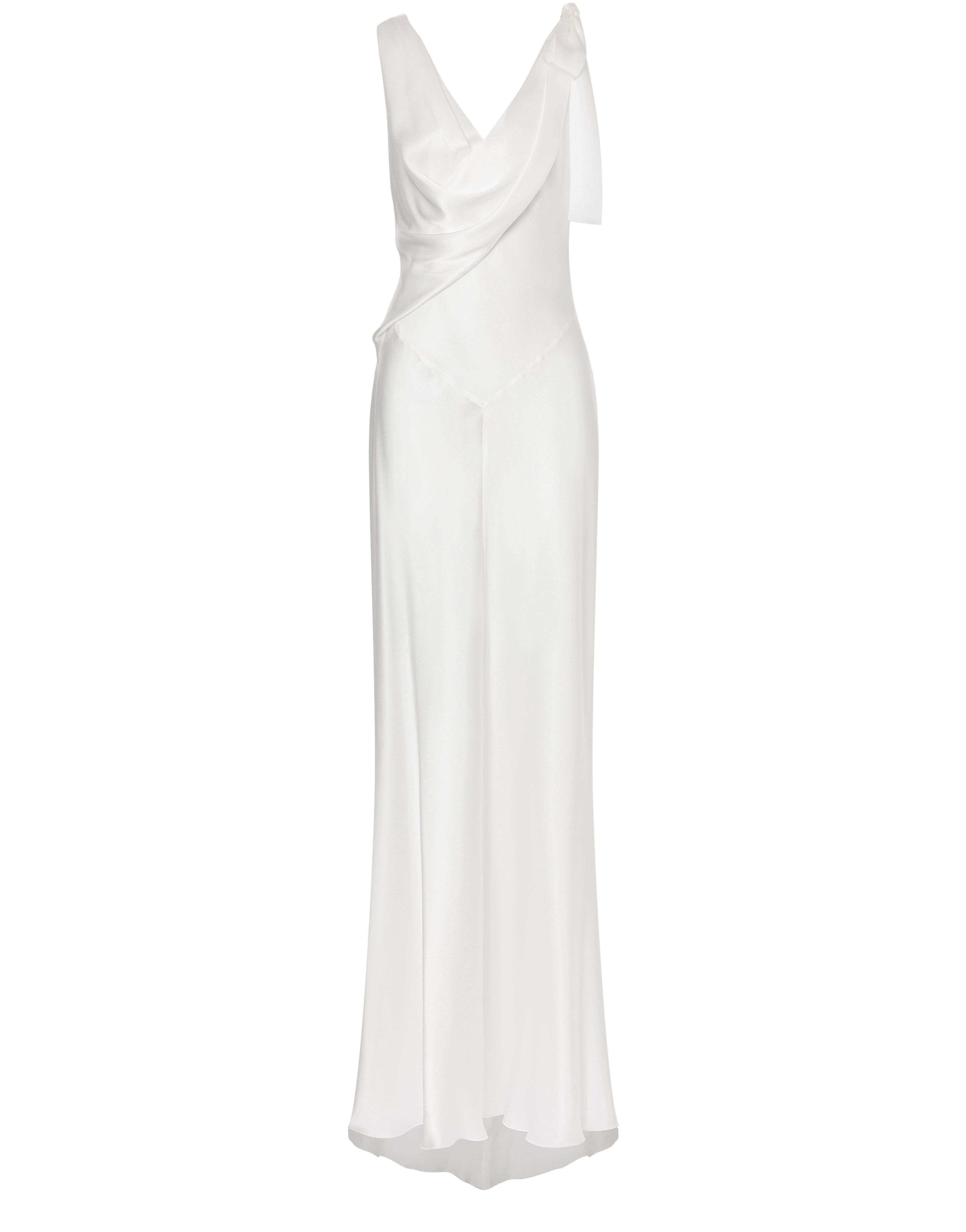 Alberta Ferretti Long satin dress with draped neckline