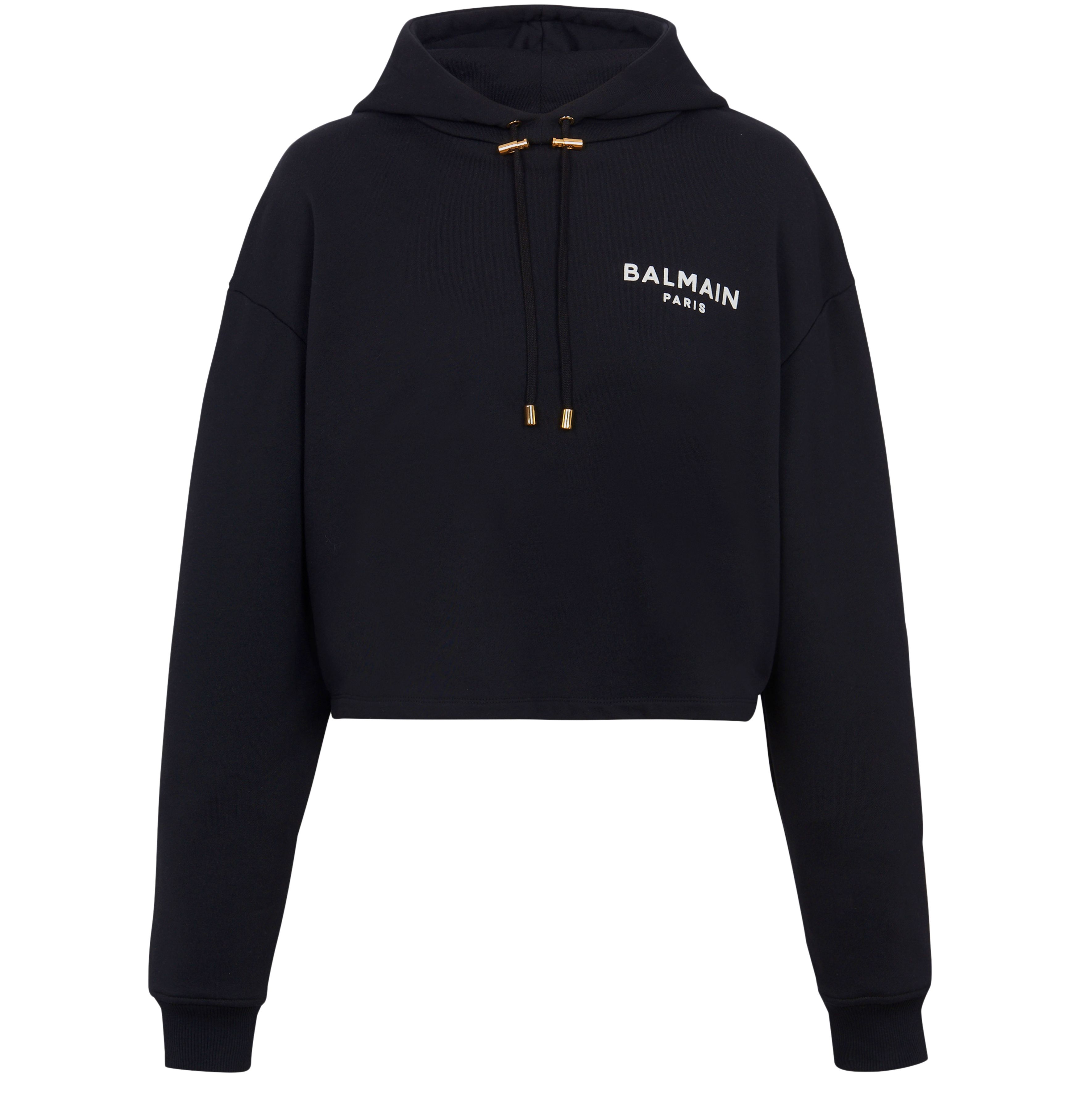 Balmain Eco-designed cotton sweatshirt with flocked Balmain logo