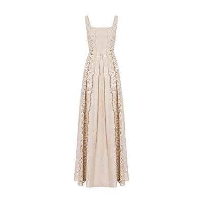 Alberta Ferretti Dress in cotton linen with flower embroidery