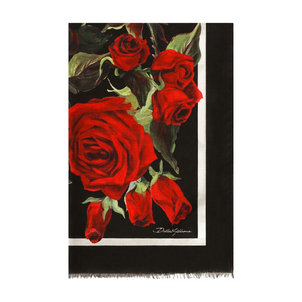 Dolce & Gabbana Printed rose modal and silk scarf