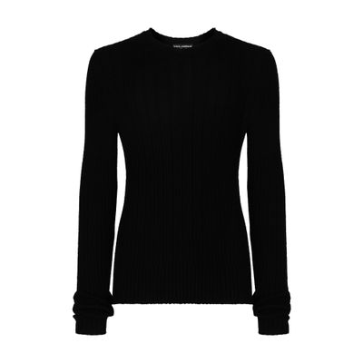 Dolce & Gabbana Technical Cotton Ribbed Crewneck Sweater