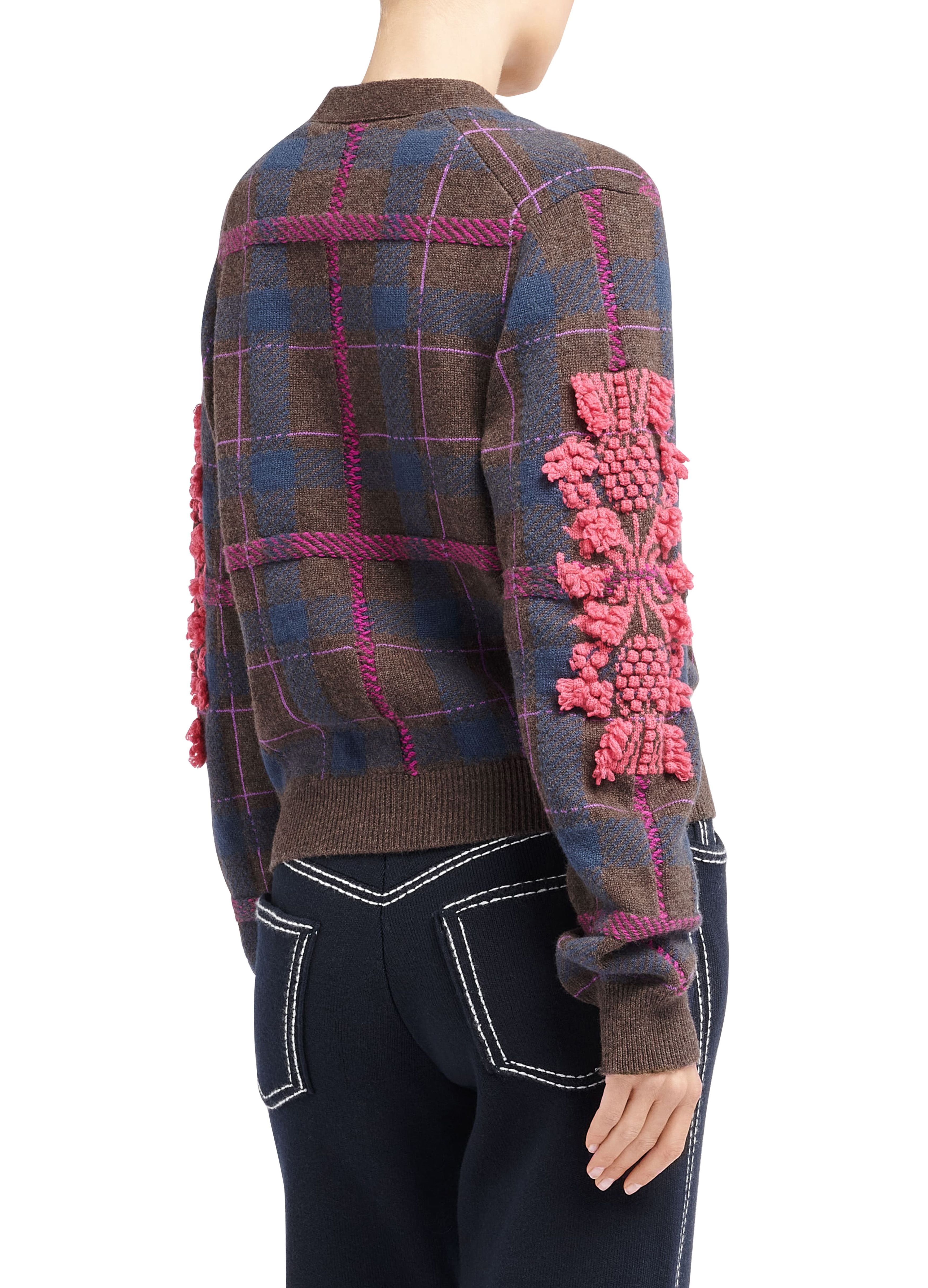 Barrie Tartan cashmere cardigan with B logo