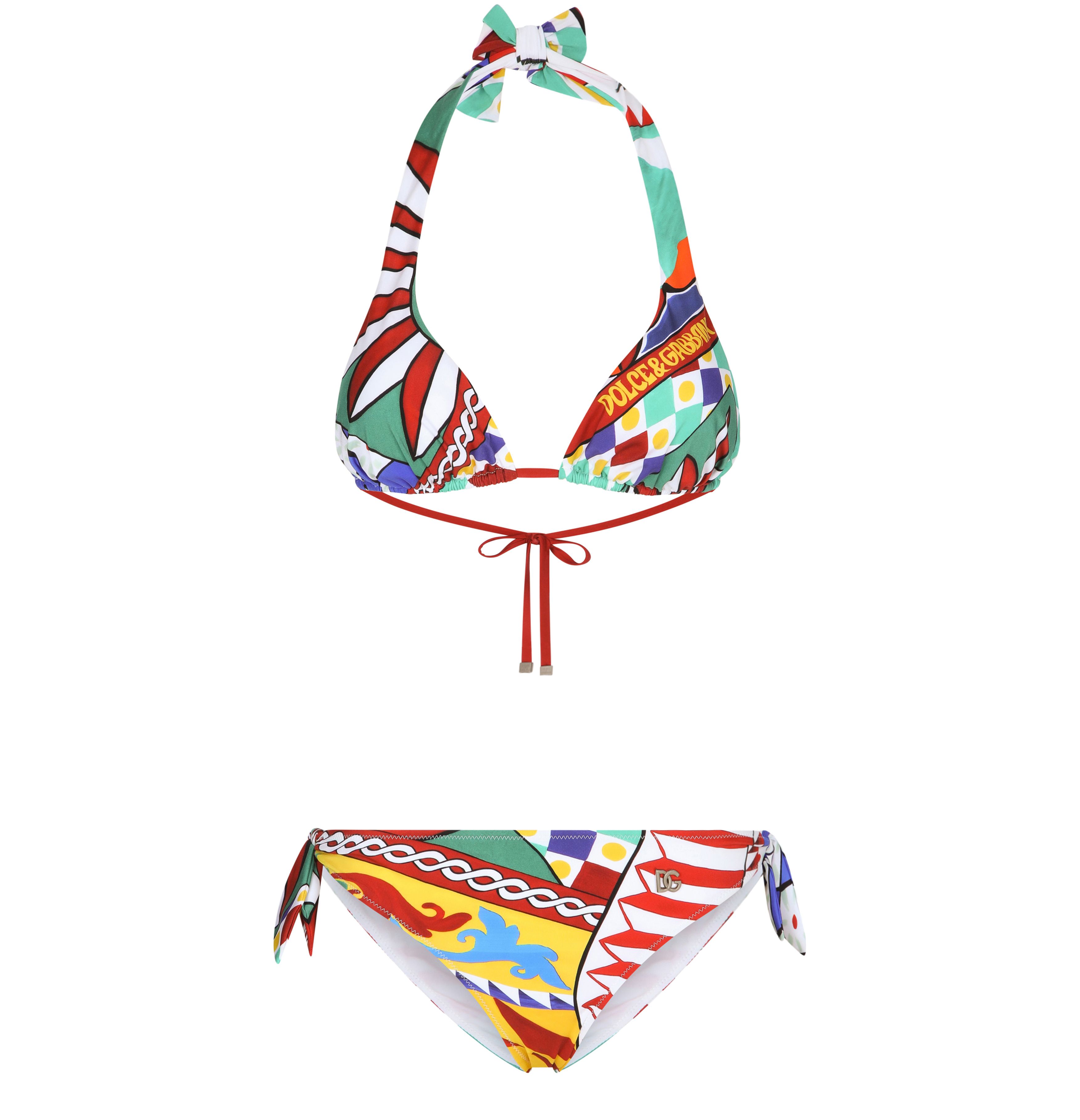 Dolce & Gabbana Triangle Bikini with Carretto Print