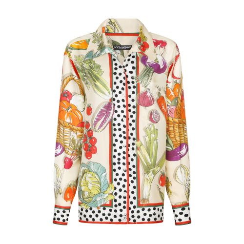 Dolce & Gabbana Vegetable-print twill shirt