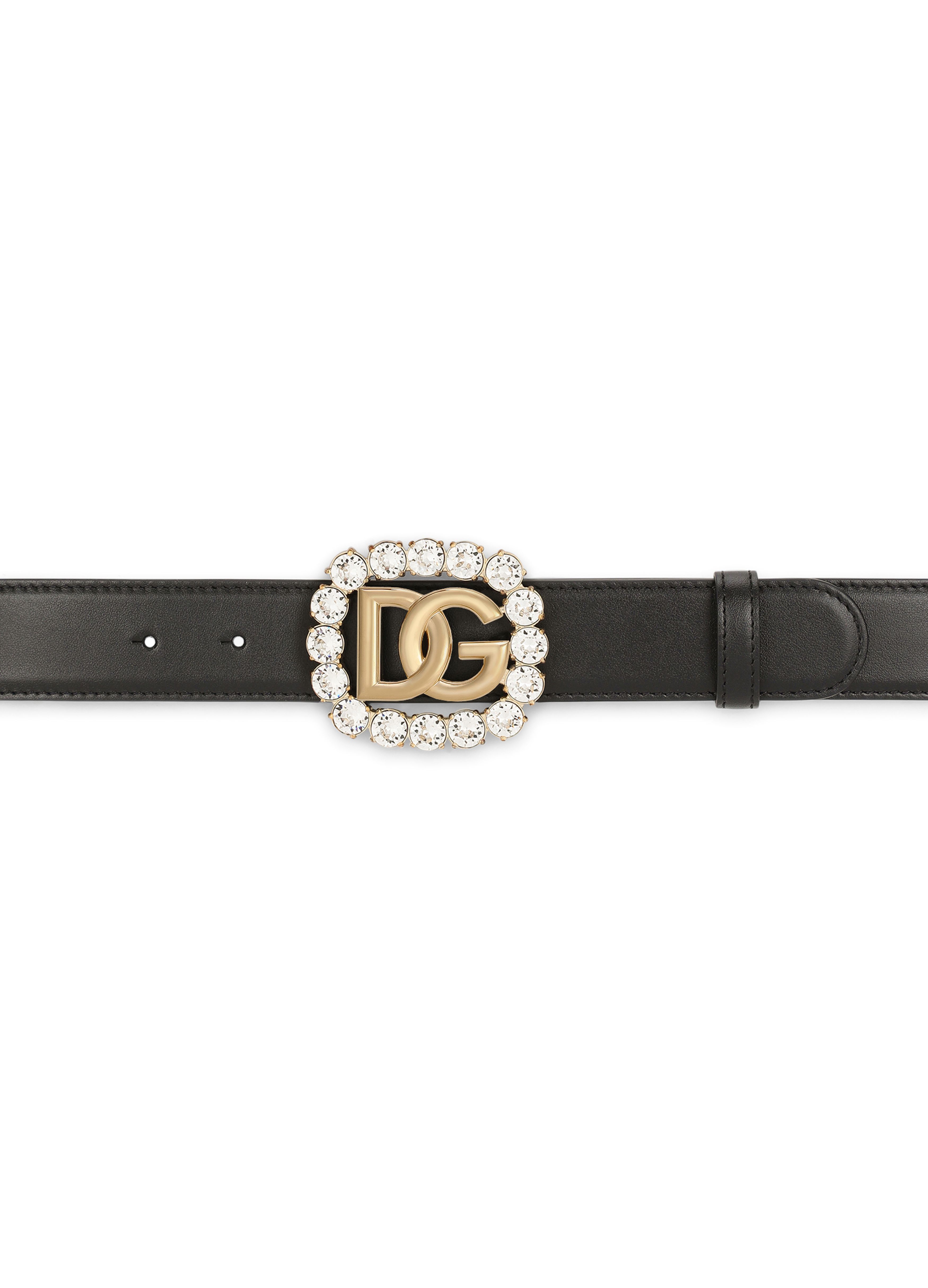 Dolce & Gabbana Calfskin belt with DG logo and rhinestones