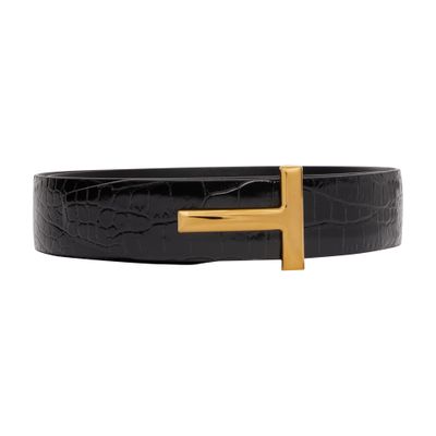 Tom Ford Reversible crocodile embossed T belt