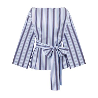 Alberta Ferretti Blouse in striped poplin with sash