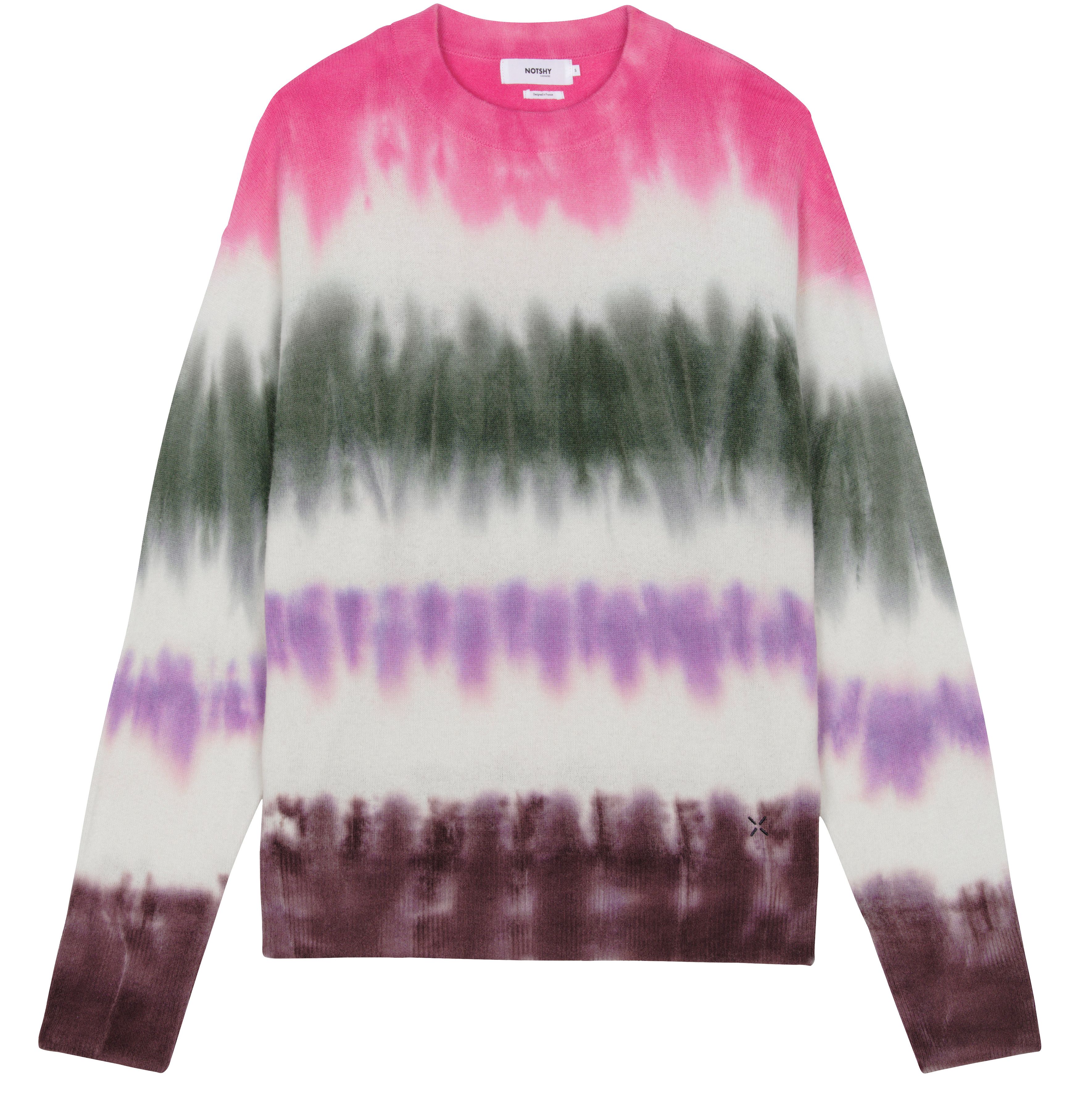  Marine04C round neck rainbow dye cashmere sweater