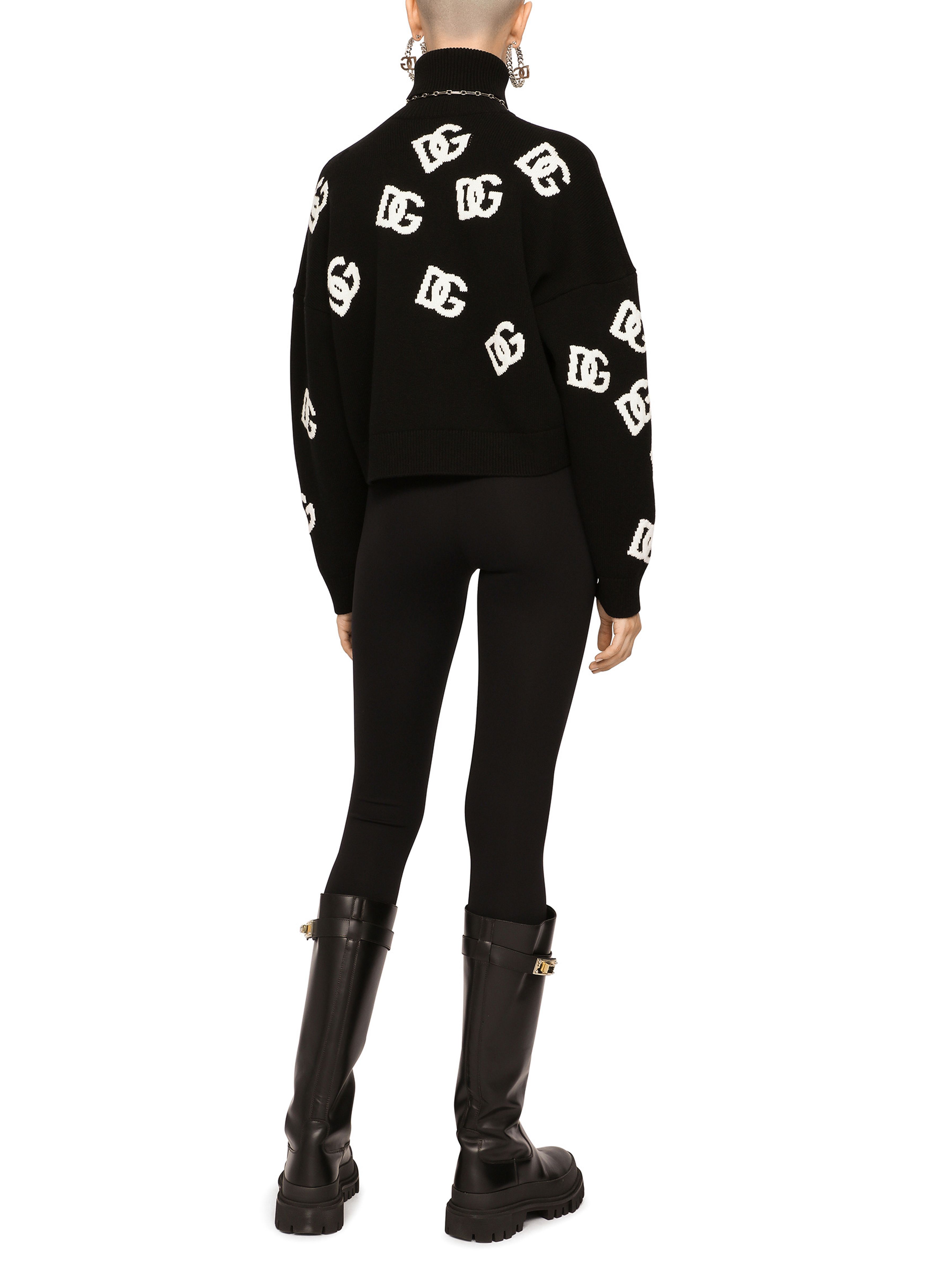 Dolce & Gabbana Cropped cashmere sweater with DG logo inlay