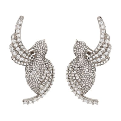 Balmain Palladium and diamanté swallow earrings