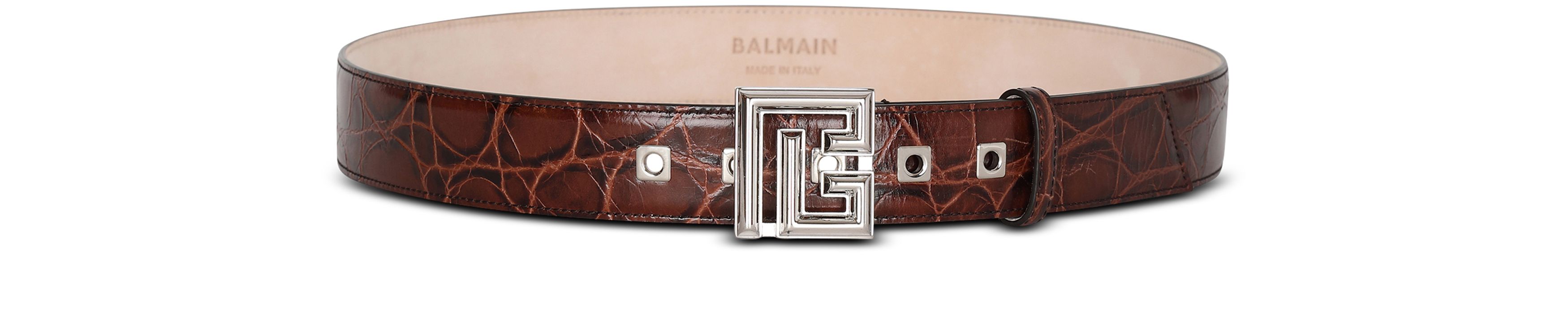 Balmain PB belt in crocodile-effect leather