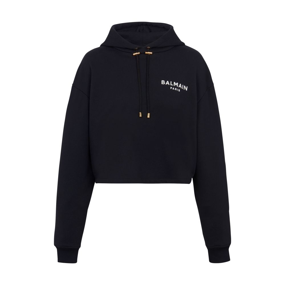 Balmain Eco-designed cotton sweatshirt with flocked Balmain logo