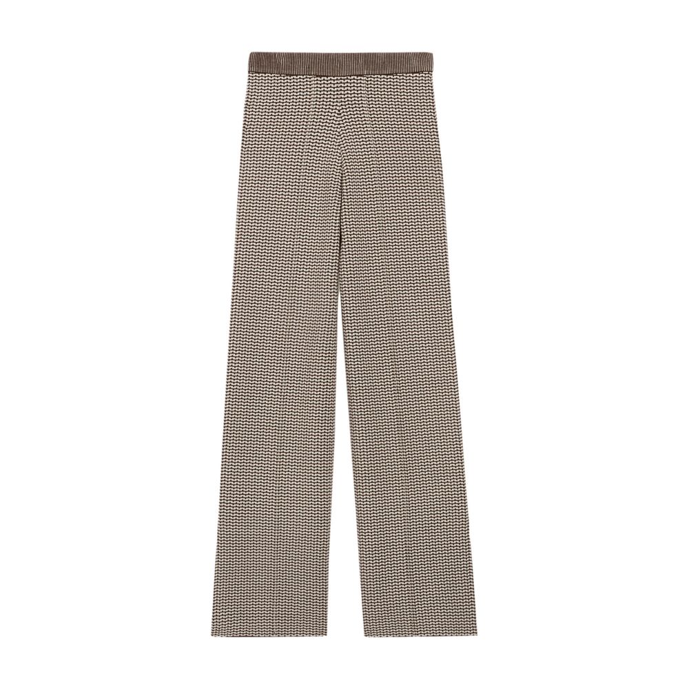  Two-tone jacquard knit trousers