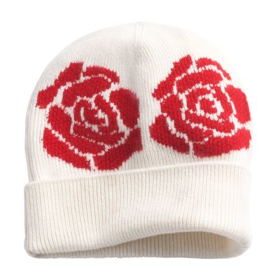 Barrie Beanie in cashmere and wool with a rose motif