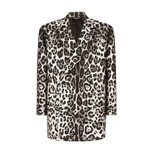 Dolce & Gabbana Oversize double-breasted jacket with leopard print