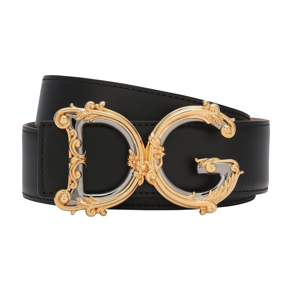 Dolce & Gabbana Leather belt with baroque DG logo