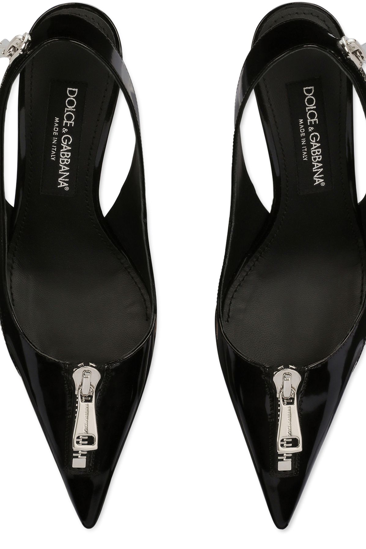 Dolce & Gabbana Polished calfskin slingbacks with zipper