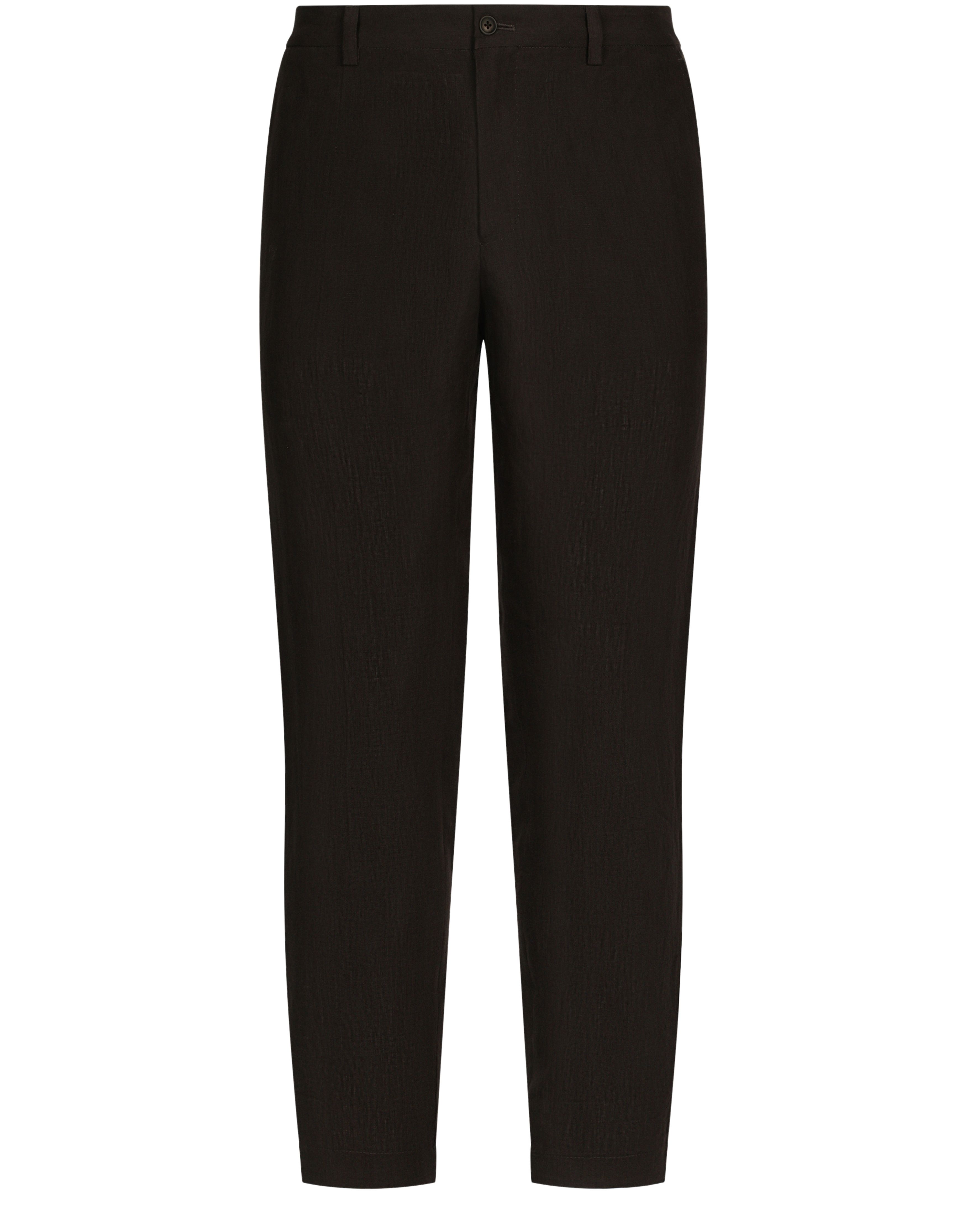 Dolce & Gabbana Linen Pants with Logo Label