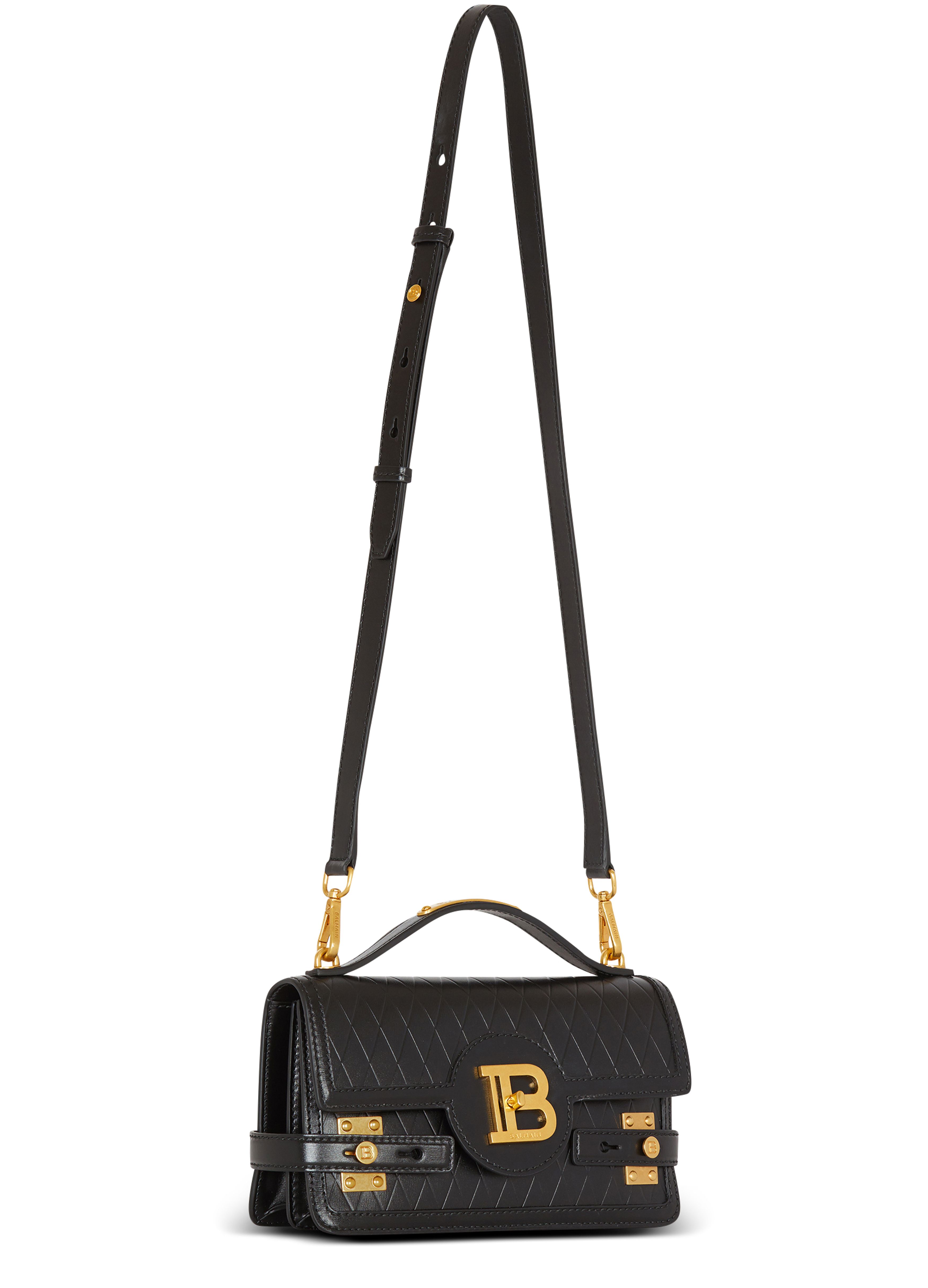 Balmain B-Buzz 24 embossed patterned calfskin leather shoulder bag